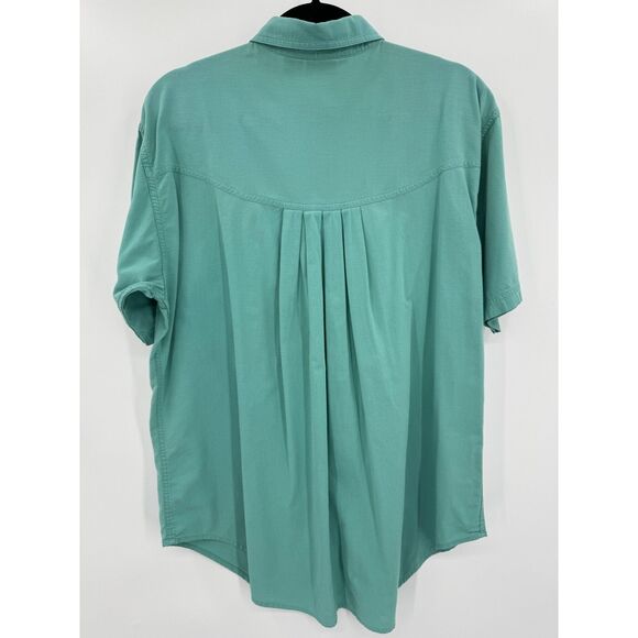 WOOLRICH Teal Short Sleeve Button Down Shirt Size M - Picture 2 of 4